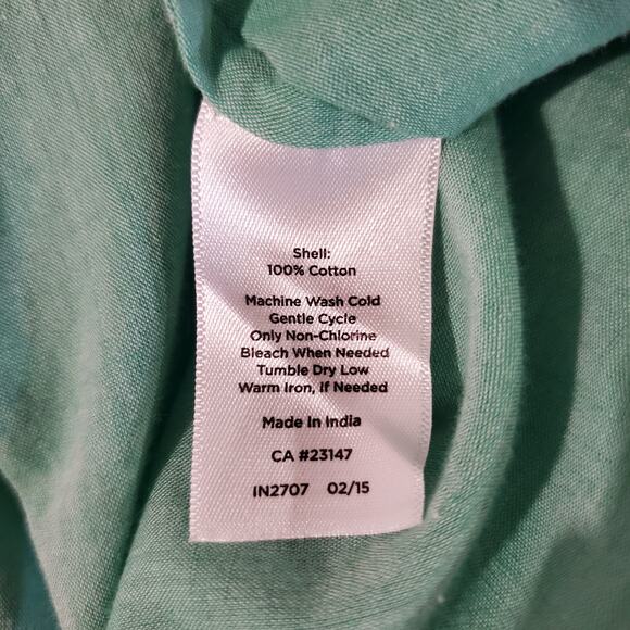 Talbots Womens Embroidered 100% Cotton Peasant Top Size MP Green Boho Hippie - Picture 7 of 9